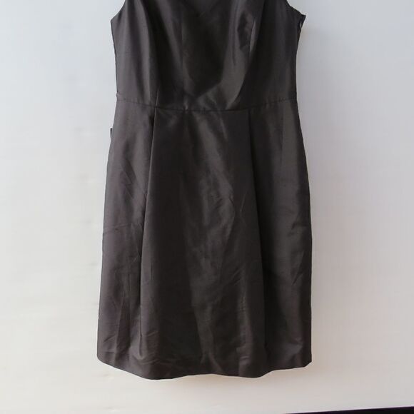 Ann Taylor Dress Womens 8 Minimalist Classic Black Day A-Line Silk Knee Length - Picture 6 of 16